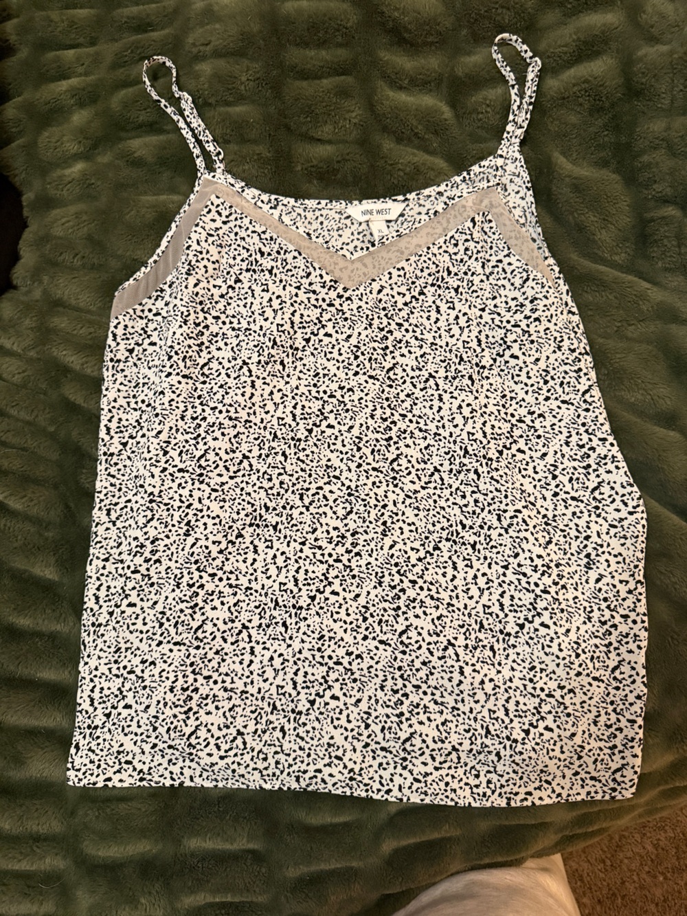 Nine West Cream and Black Speckled Slip Midi Top